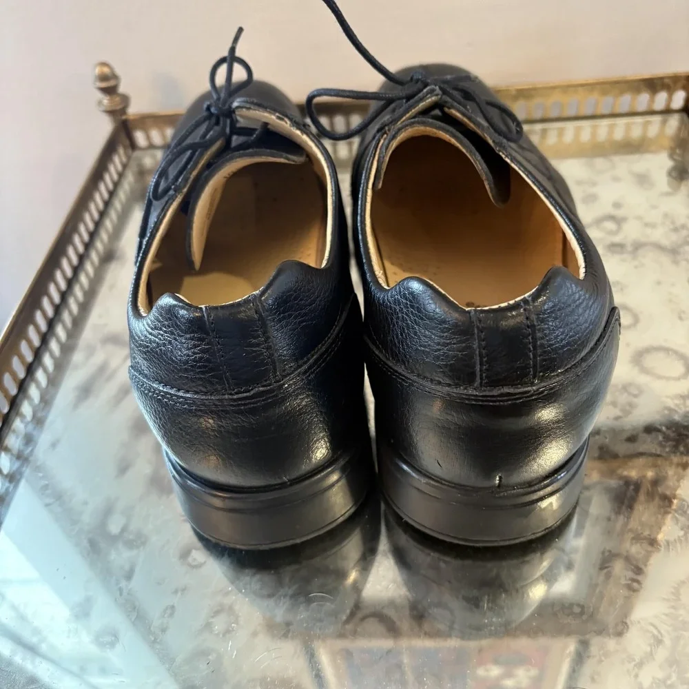 Belvedere Shoes Mens Size 10 Black Bay Bridge Derby EEE‎ Wide Apron Toe Leather